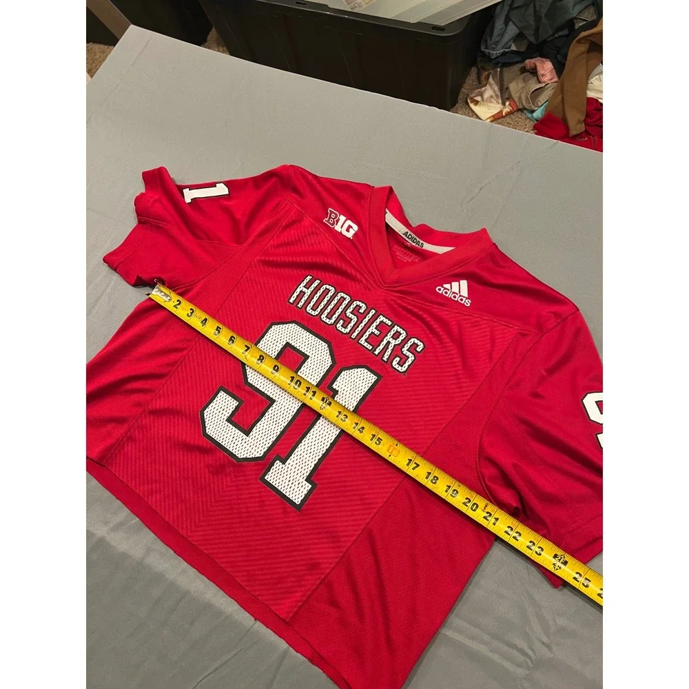 Indiana Hoosiers Adidas Cropped Football Jersey Red 91 Big Ten Mens Large
